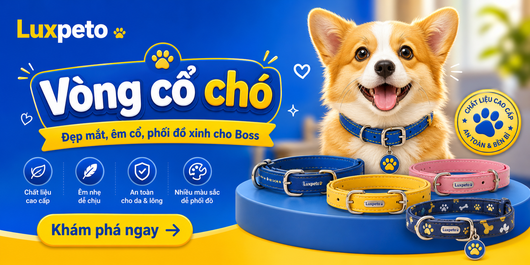 Vòng cổ chó Luxpeto